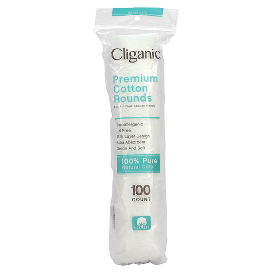 Cliganic-Premium Cotton Rounds-100 Count