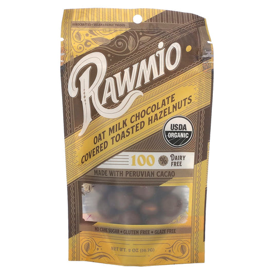 Rawmio-Oat Milk Chocolate Covered Toasted Hazelnuts-2 oz (56.7 g)