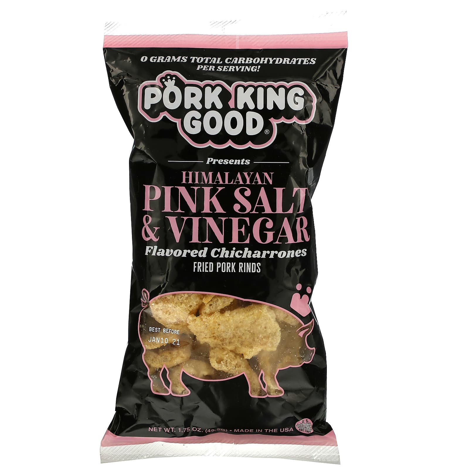 Pork King Good-Flavored Chicharrones-Himalayan Pink Salt & Vinegar-1.75 oz (49.5 g)