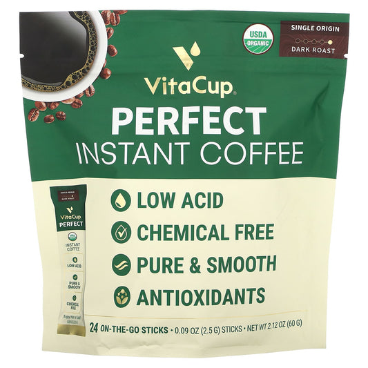 VitaCup-Perfect Instant Coffee-Dark Roast-24 On-The-Go Sticks-0.09 oz (2.5 g) Each