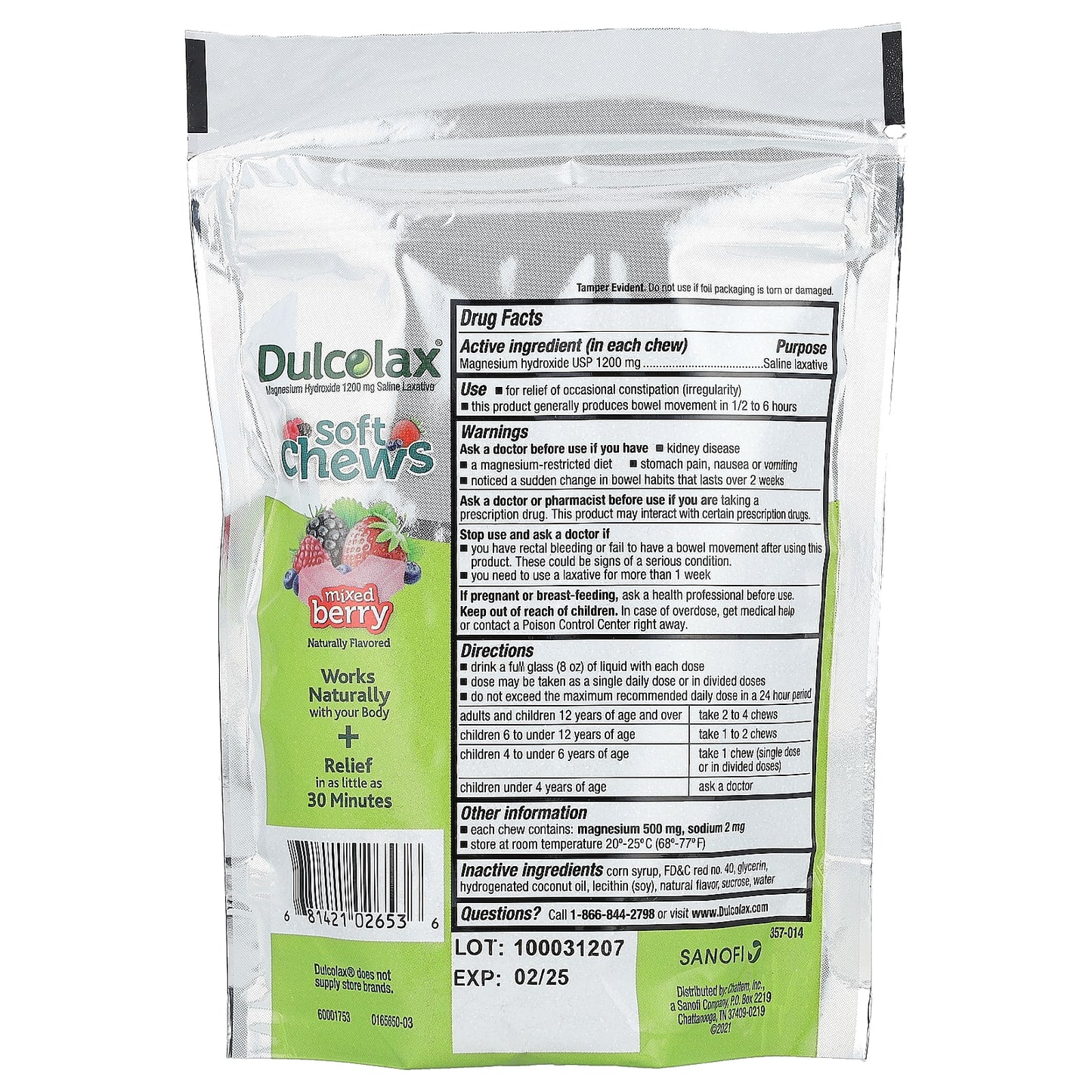 Dulcolax, Soft Chews Kids, Ages 4+, Mixed Berry, 30 Soft Chews