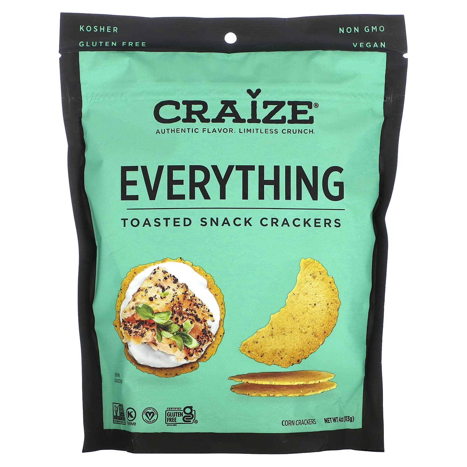 Craize-Toasted Snack Crackers-Everything-4 oz (113 g)