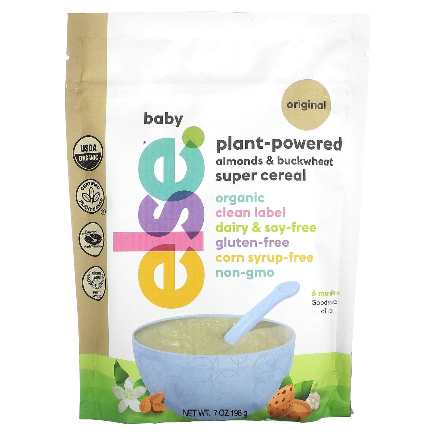 Else-Baby-Plant-Powered Almonds & Buckwheat Super Cereal-6+ Months-Original-7 oz (198 g)