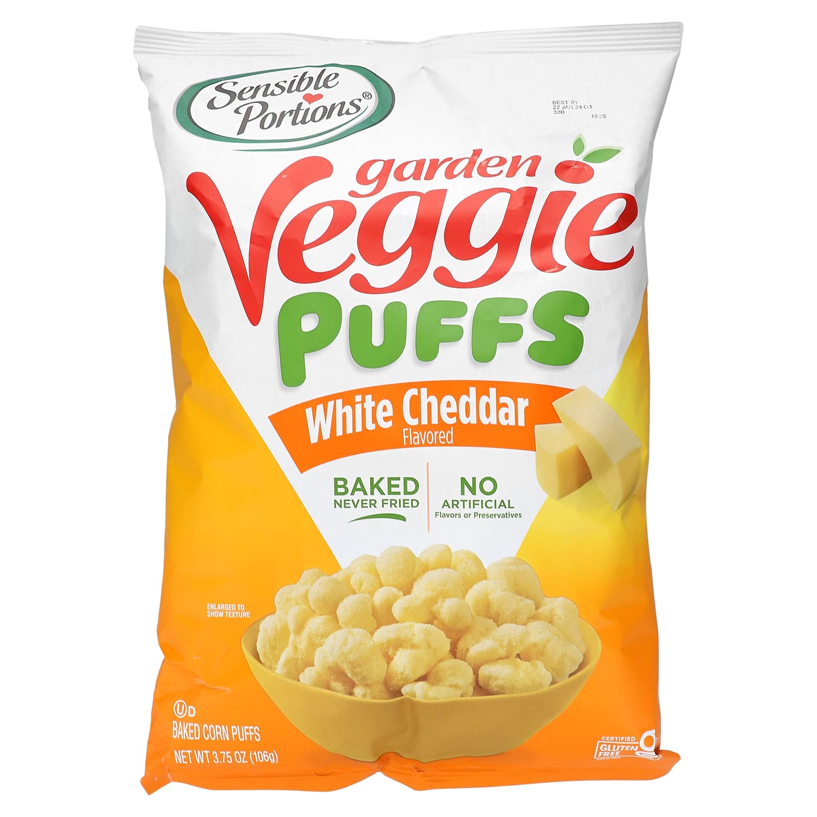 Sensible Portions-Garden Veggie Puffs-White Cheddar-3.75 oz (106 g)