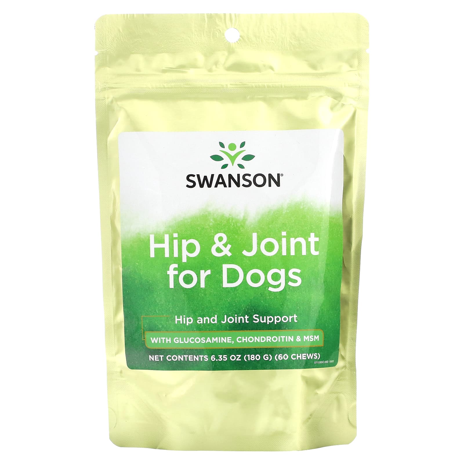 Swanson-Hip & Joint For Dogs with Glucosamine-Chondroitin & MSM-60 Chews-6.35 oz (180 g)