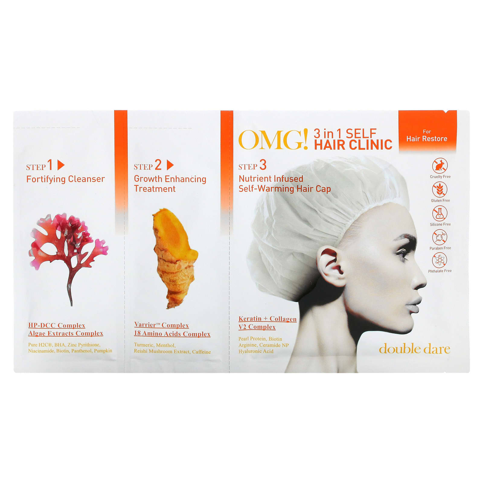 Double Dare-OMG! 3-in-1 Self Hair Clinic-For Hair Restore-3 Step Kit