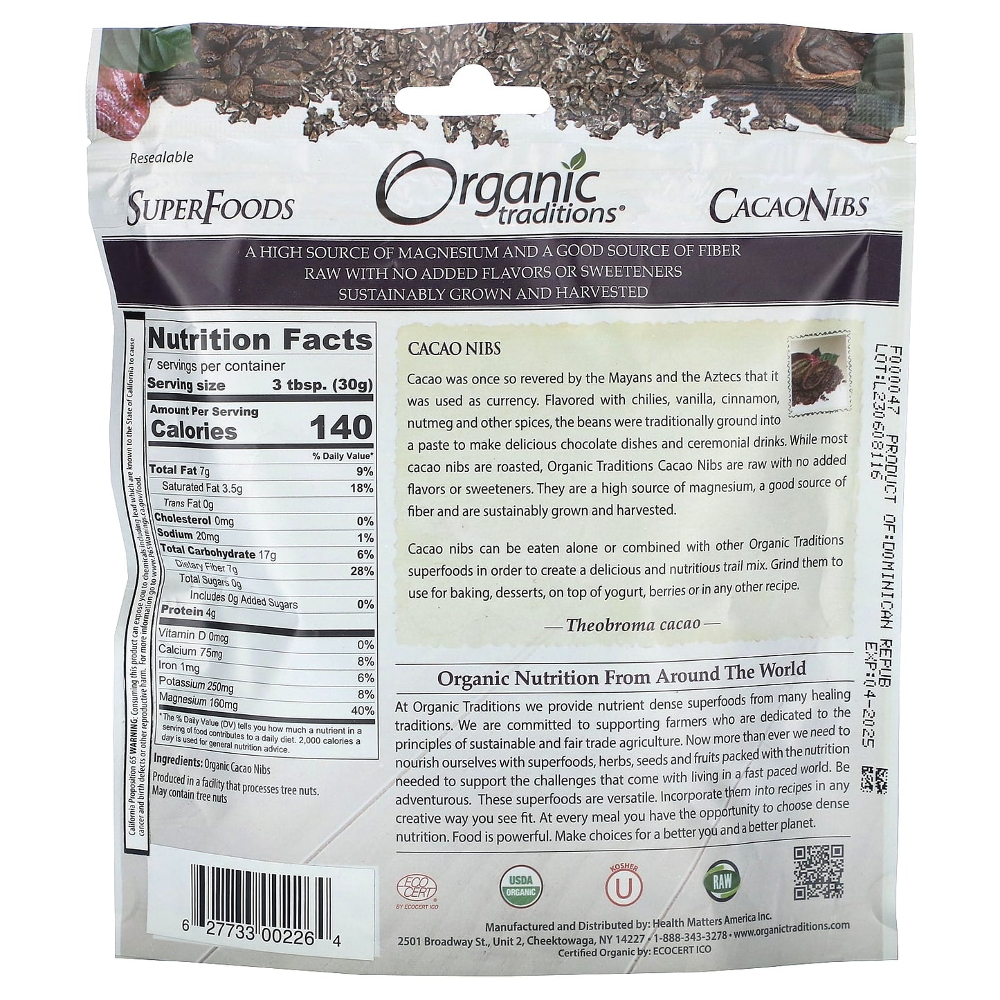 Organic Traditions, Cacao Nibs, 8 oz (227 g)