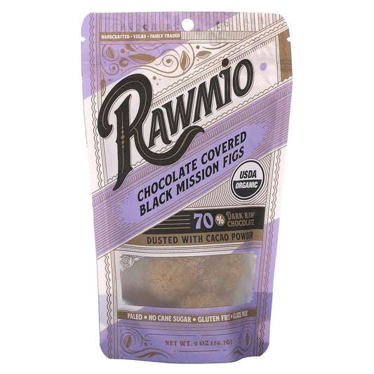 Rawmio-Chocolate Covered Black Mission Figs-70% Dark Raw Chocolate-2 oz (56.7 g)