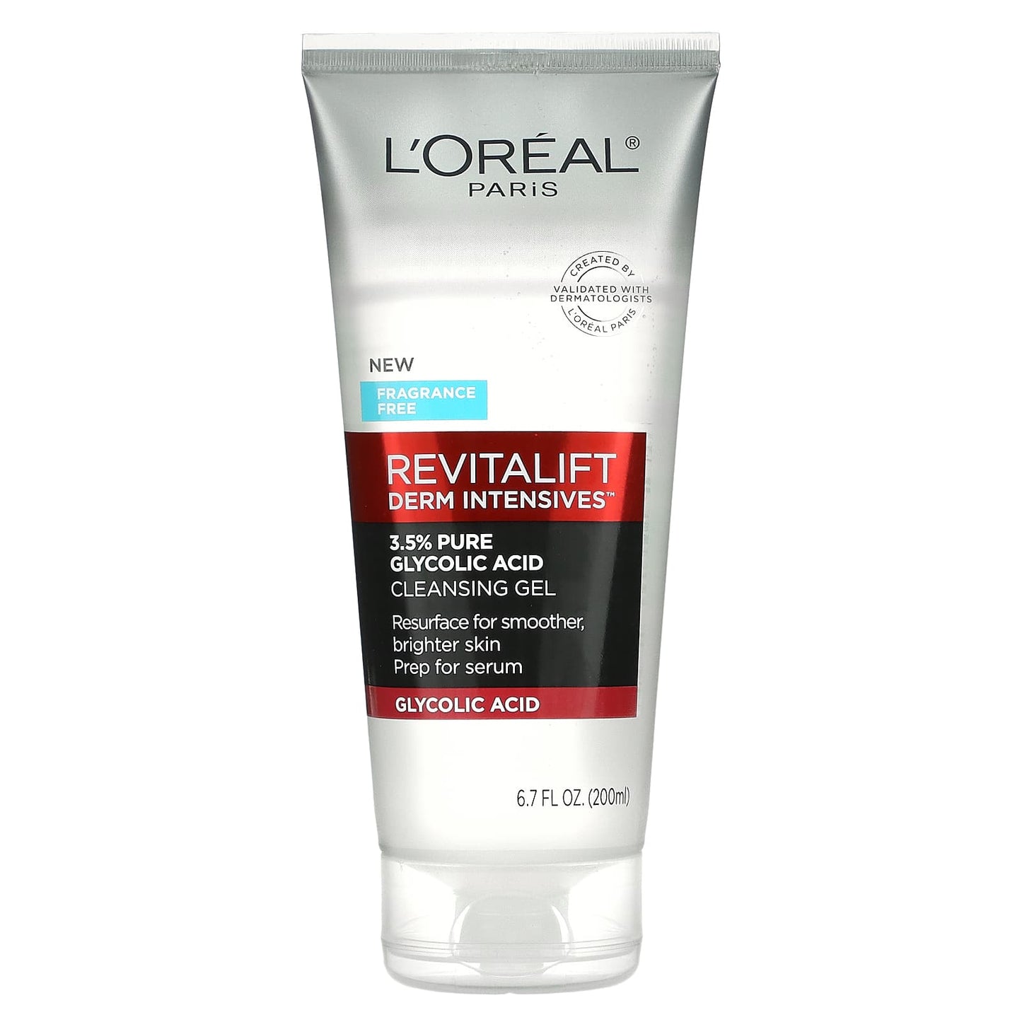 L'Oréal-Revitalift Derm Intensives-3.5% Pure Glycolic Acid Cleansing Gel-Fragrance Free-6.7 fl oz (200 ml)