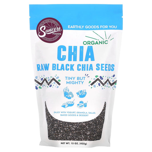 Suncore Foods-Organic Raw Black Chia Seeds-15 oz (425 g)