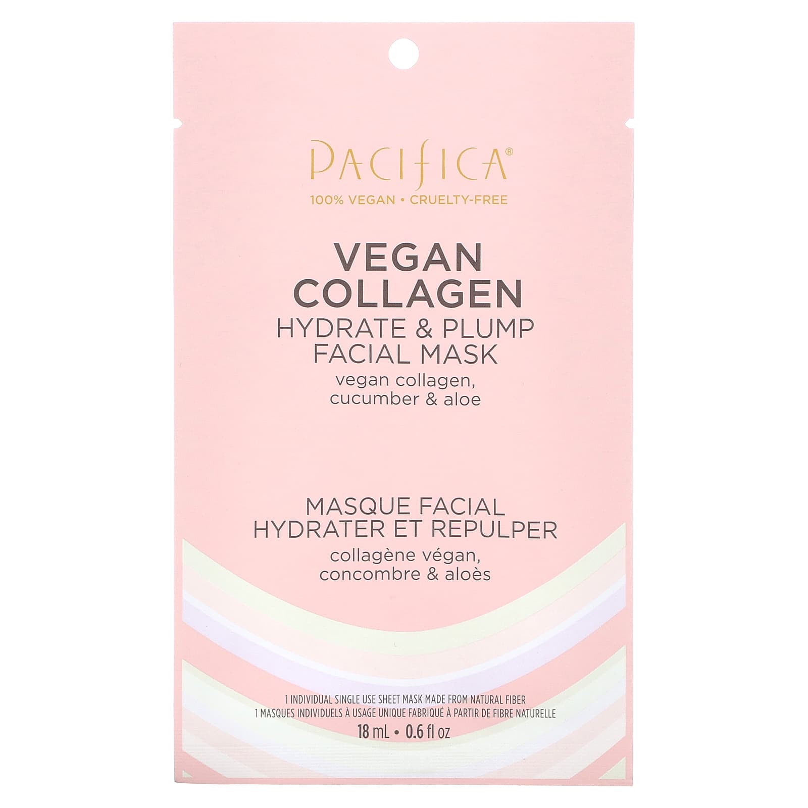 Pacifica-Hydrate & Plump Beauty Facial Mask-Vegan Collagen-1 Sheet Mask-0.6 fl oz (18 ml)