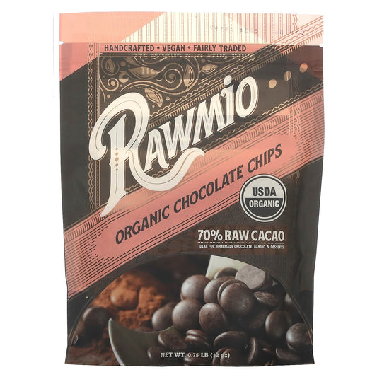 Rawmio-Organic Chocolate Chips-70% Raw Cacao-0.75 lb (12 oz)