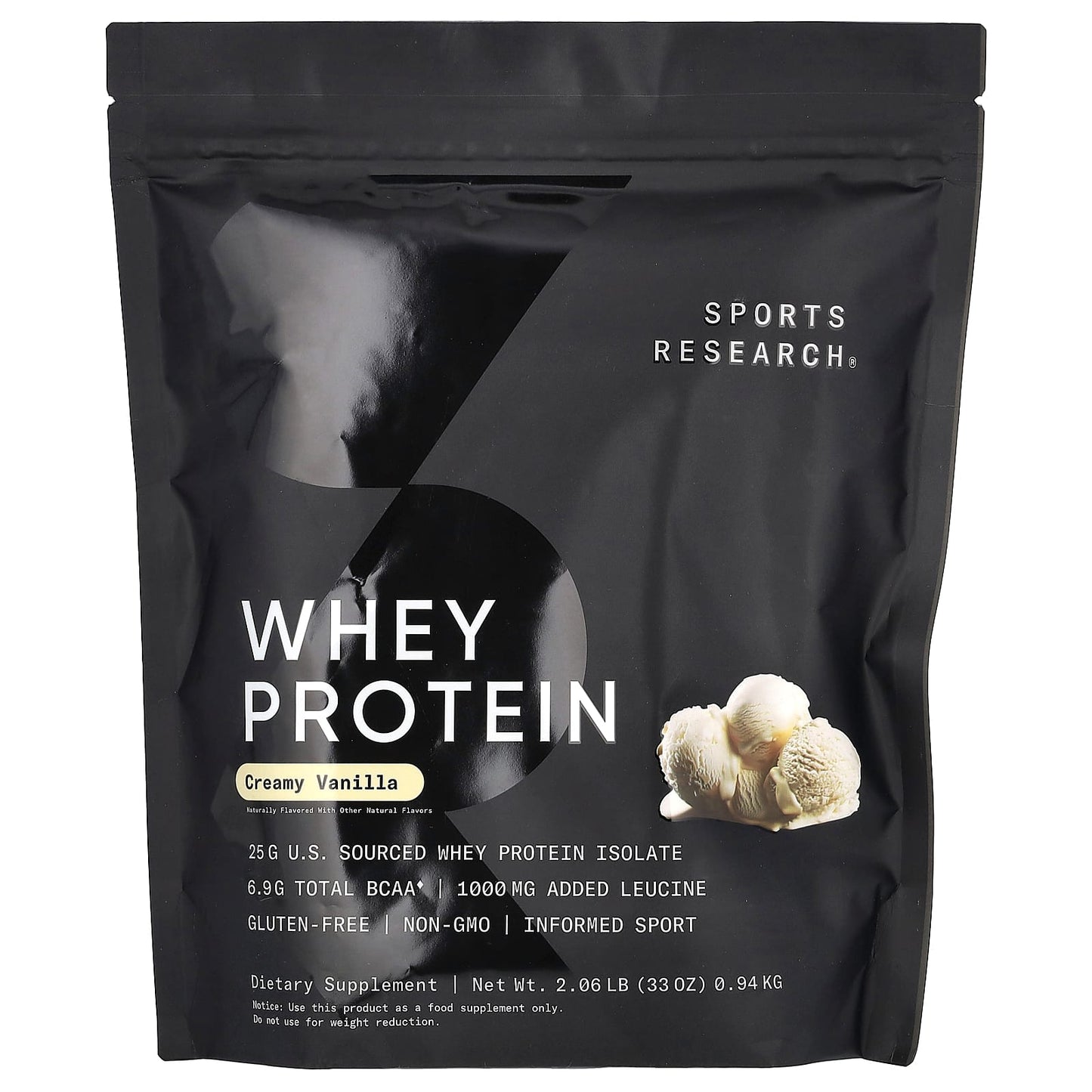 Sports Research-Whey Protein-Creamy Vanilla-2.06 lb (0.94 kg)