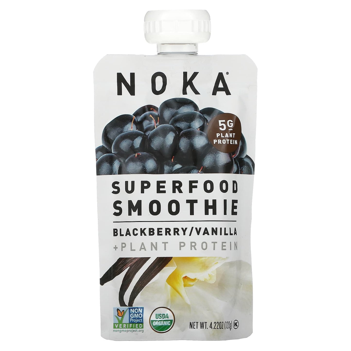 Noka-Superfood Smoothie + Plant Protein-Blackberry-Vanilla-4.22 oz (120 g)