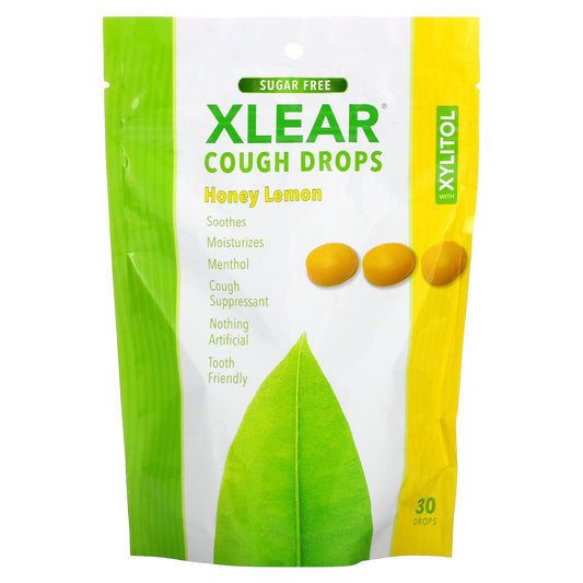 Xlear-Cough Drops with Xylitol-Sugar Free-Honey Lemon-30 Drops