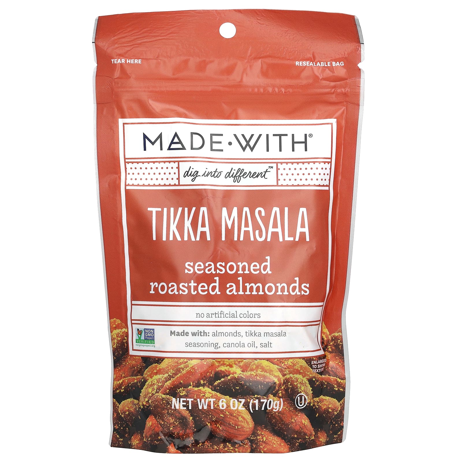 Made With-Seasoned Roasted Almonds-Tikka Masala-6 oz (170 g)