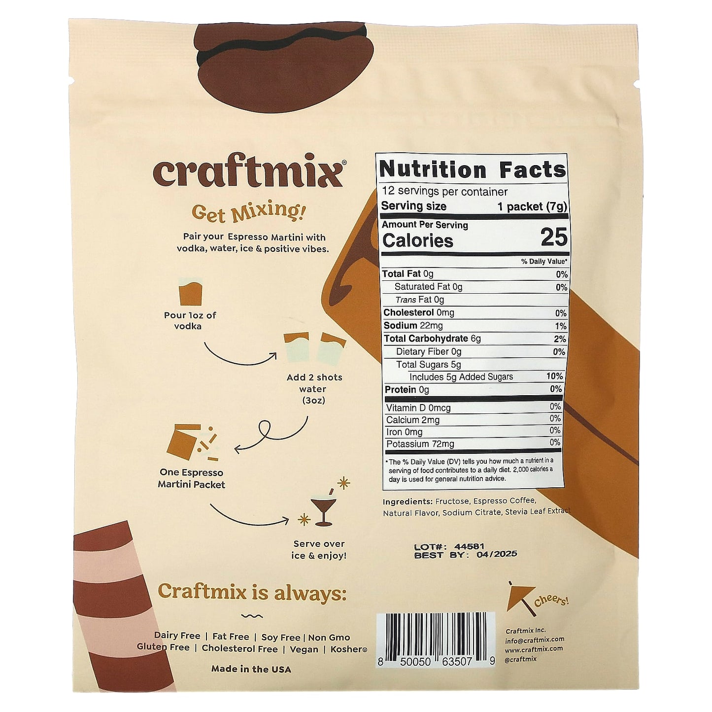 Craftmix, Cocktail Mix, Expresso Martini, 2.69 oz ( 84 g)