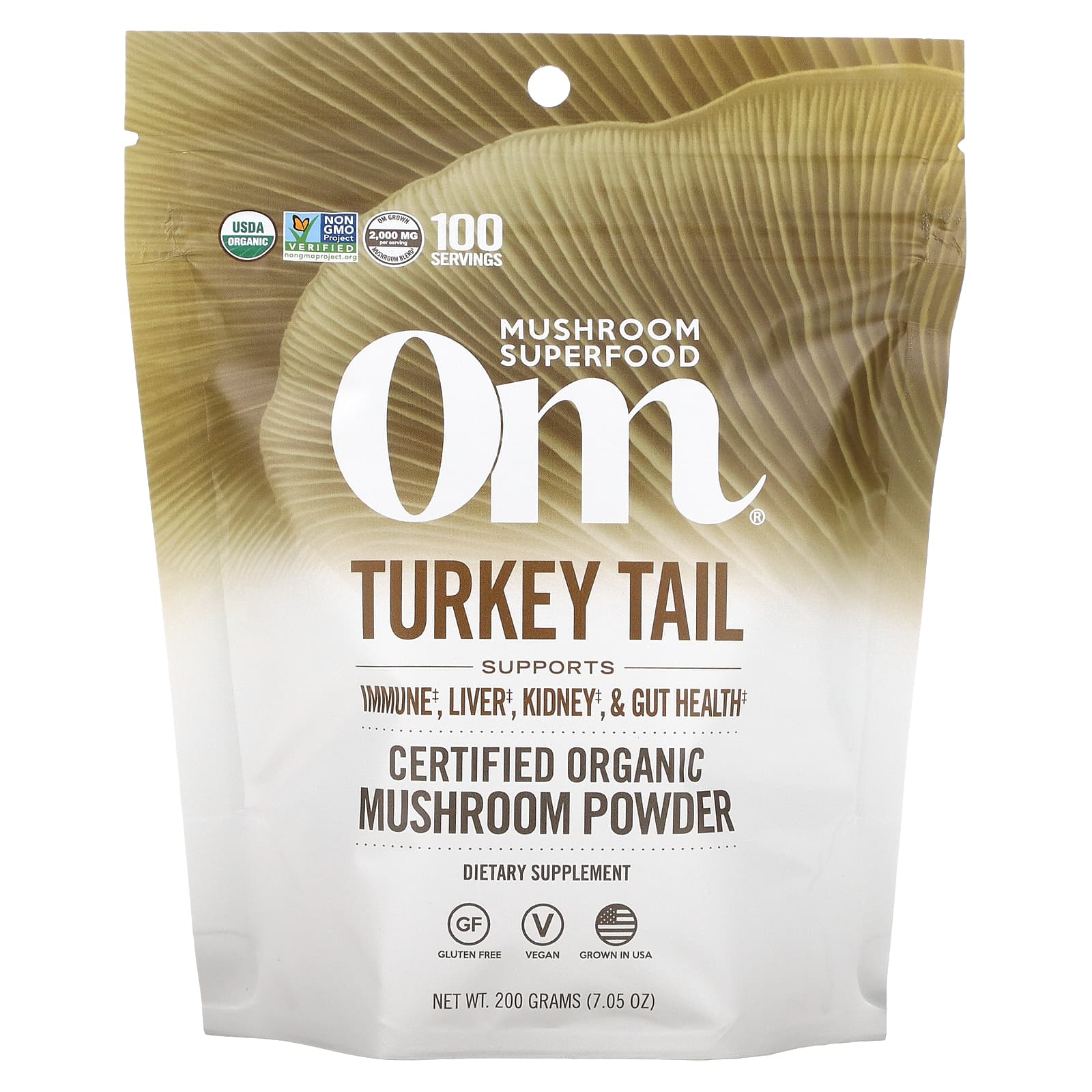 Om Mushrooms-Certified Organic Mushroom Powder-Turkey Tail-7.05 oz (200 g)