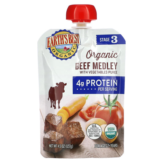 Earth's Best-Organic Beef Medley with Vegetables Puree-2+ Years-4.5 oz (127 g)