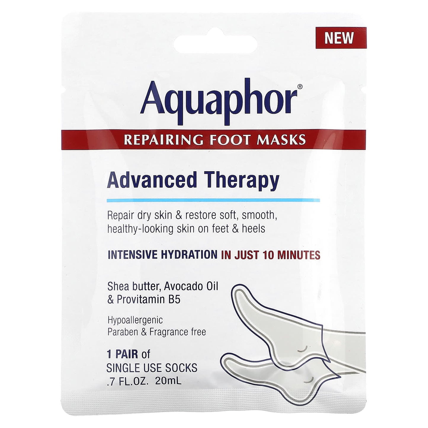 Aquaphor-Repairing Foot Masks-1 Pair-.7 fl oz (20 ml)