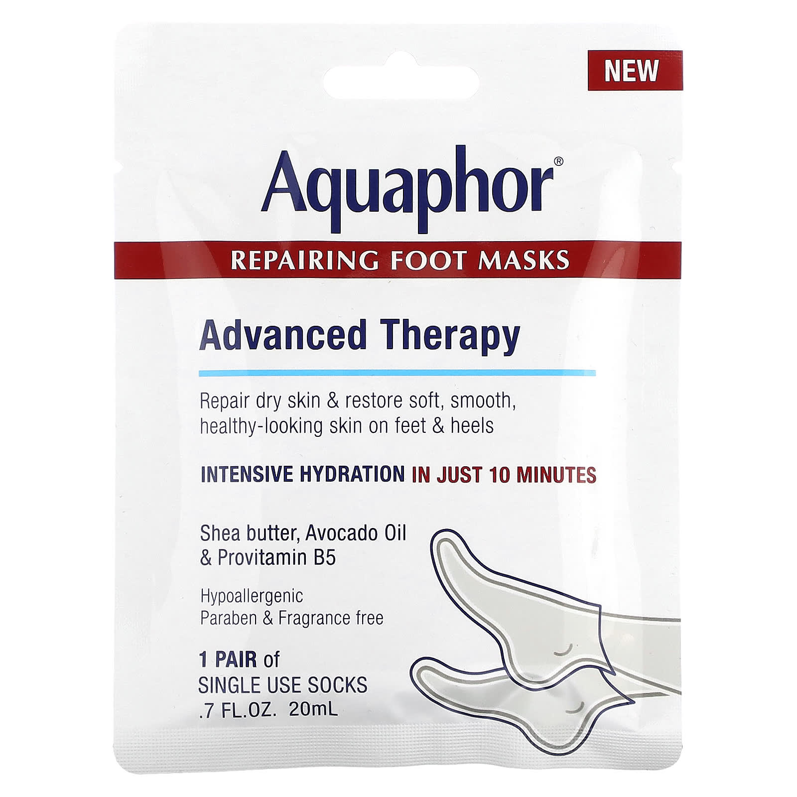 Aquaphor-Repairing Foot Masks-1 Pair-.7 fl oz (20 ml)