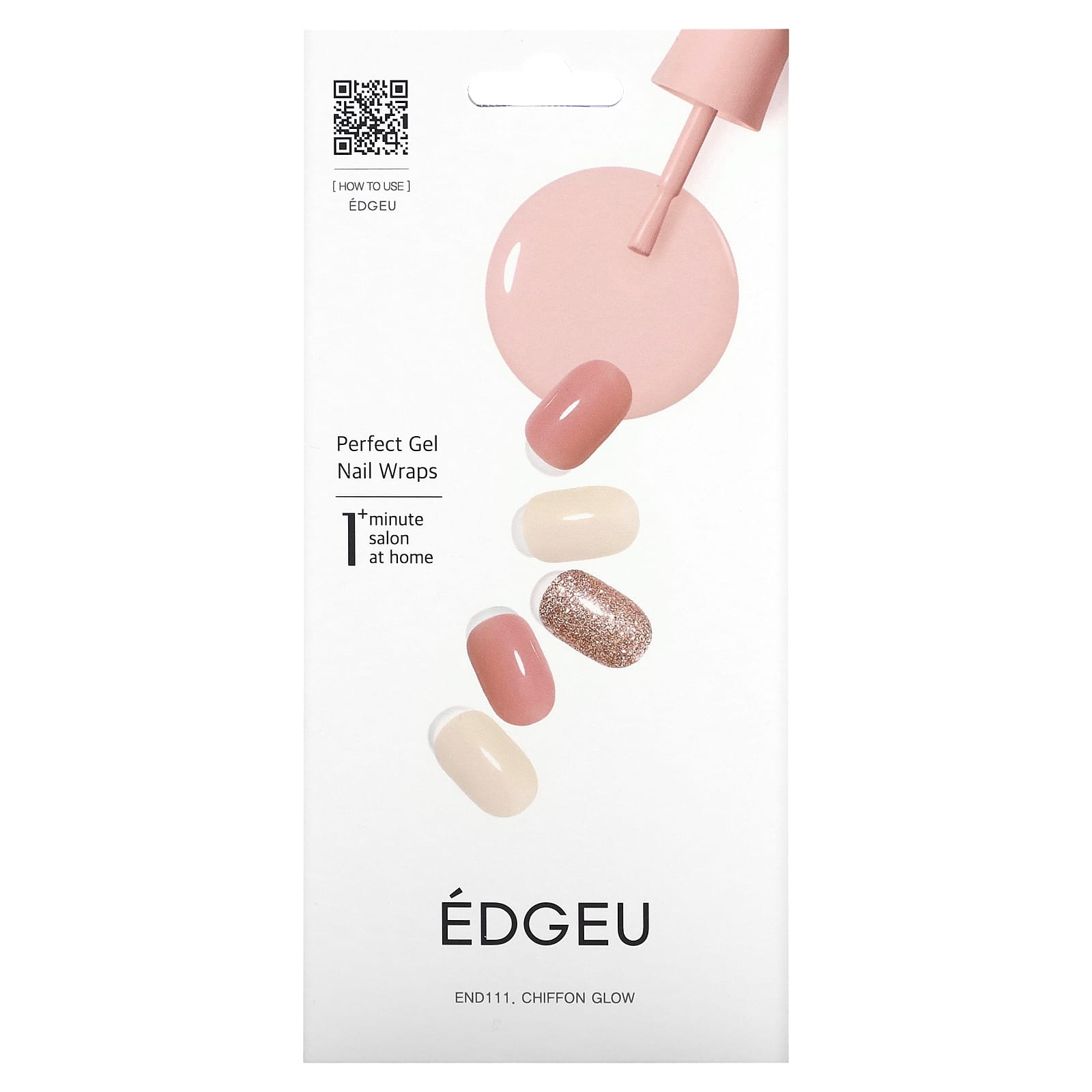 Edgeu-Perfect Gel Nail Wraps-END111-Chiffon Glow-16 Piece Strips Set