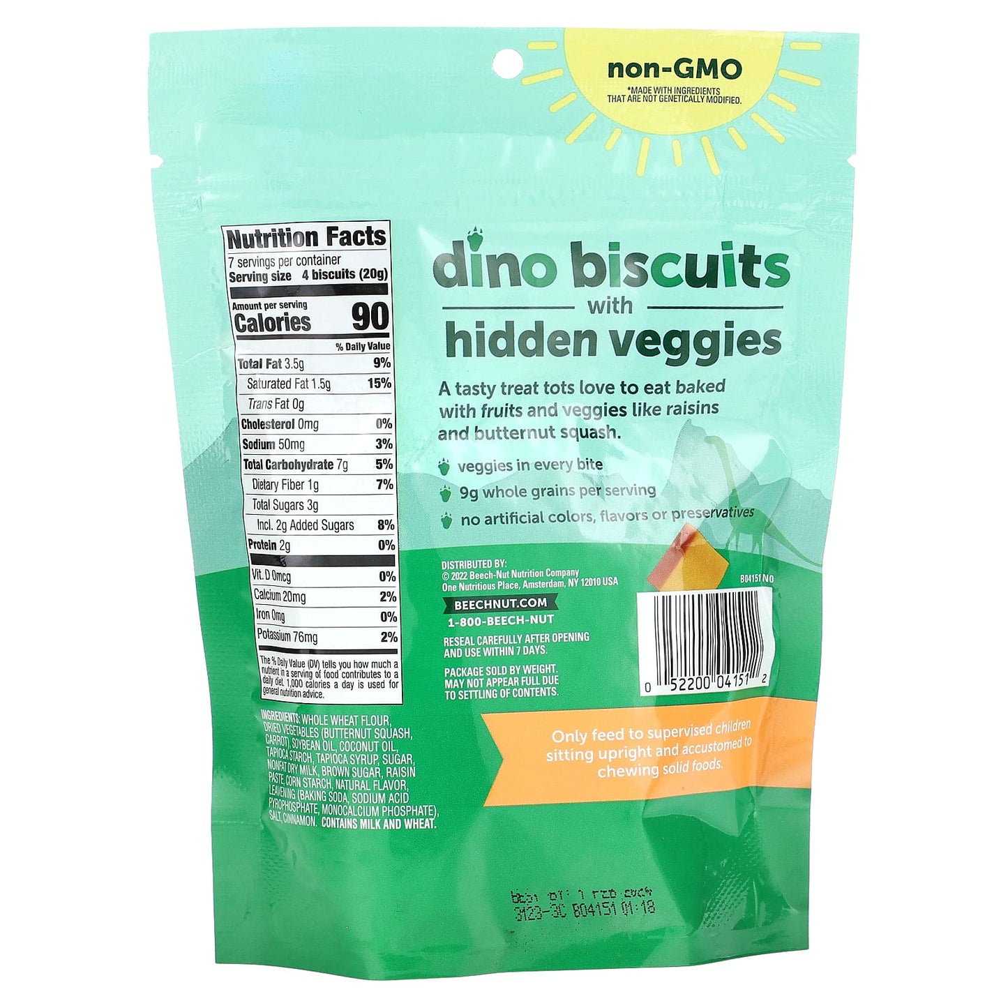 Beech-Nut, Dino Biscuits with Hidden Veggies, Butternut Bliss, 5 oz (142 g)