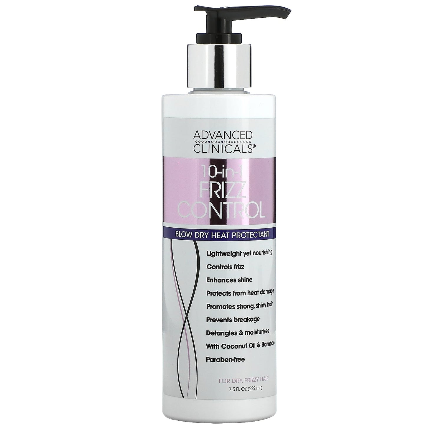 Advanced Clinicals-10-In-1 Frizz Control-Blow Dry Heat Protectant-7.5 fl oz (222 ml)