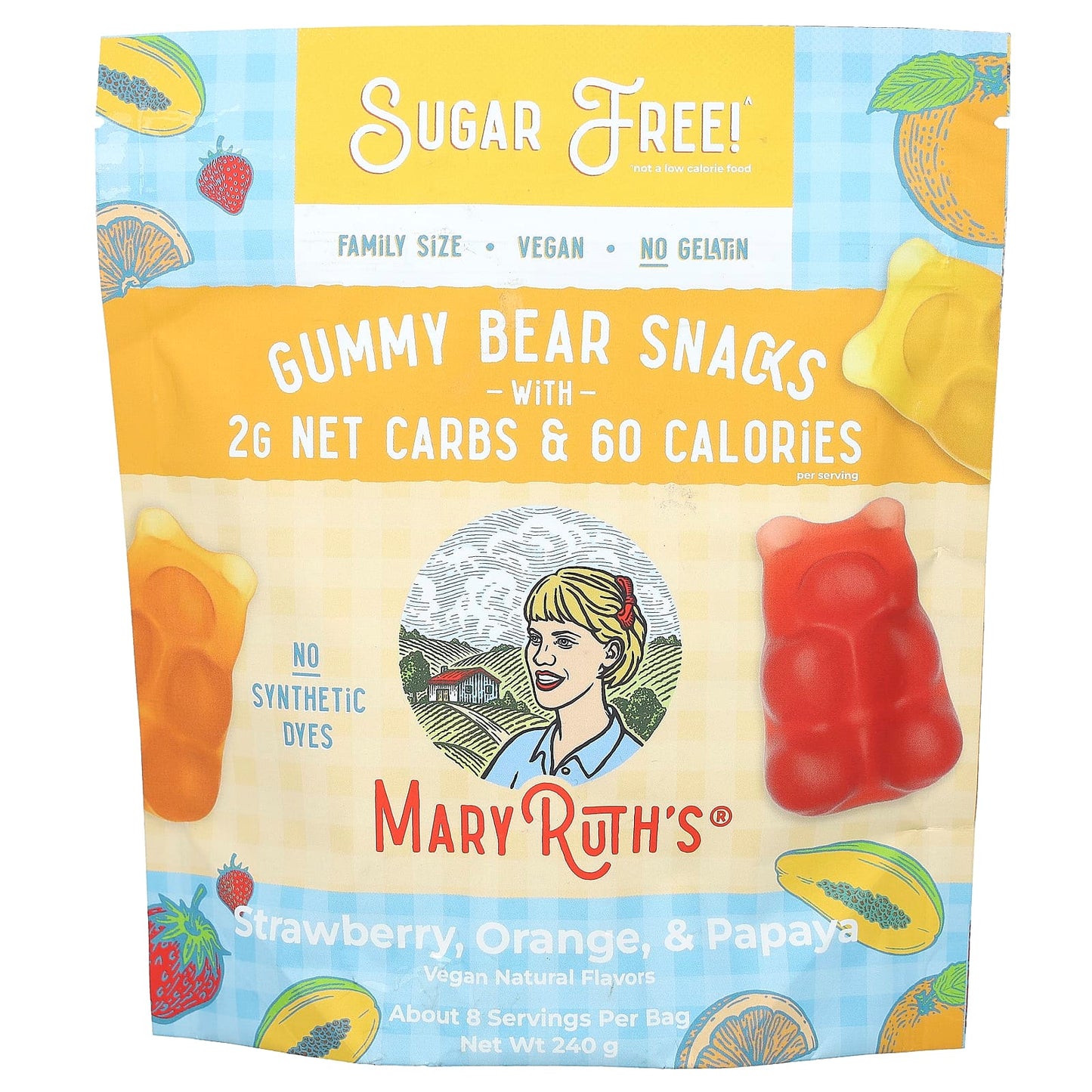 MaryRuth's-Gummy Bear Snacks-Strawberry-Orange-& Papaya-240 g