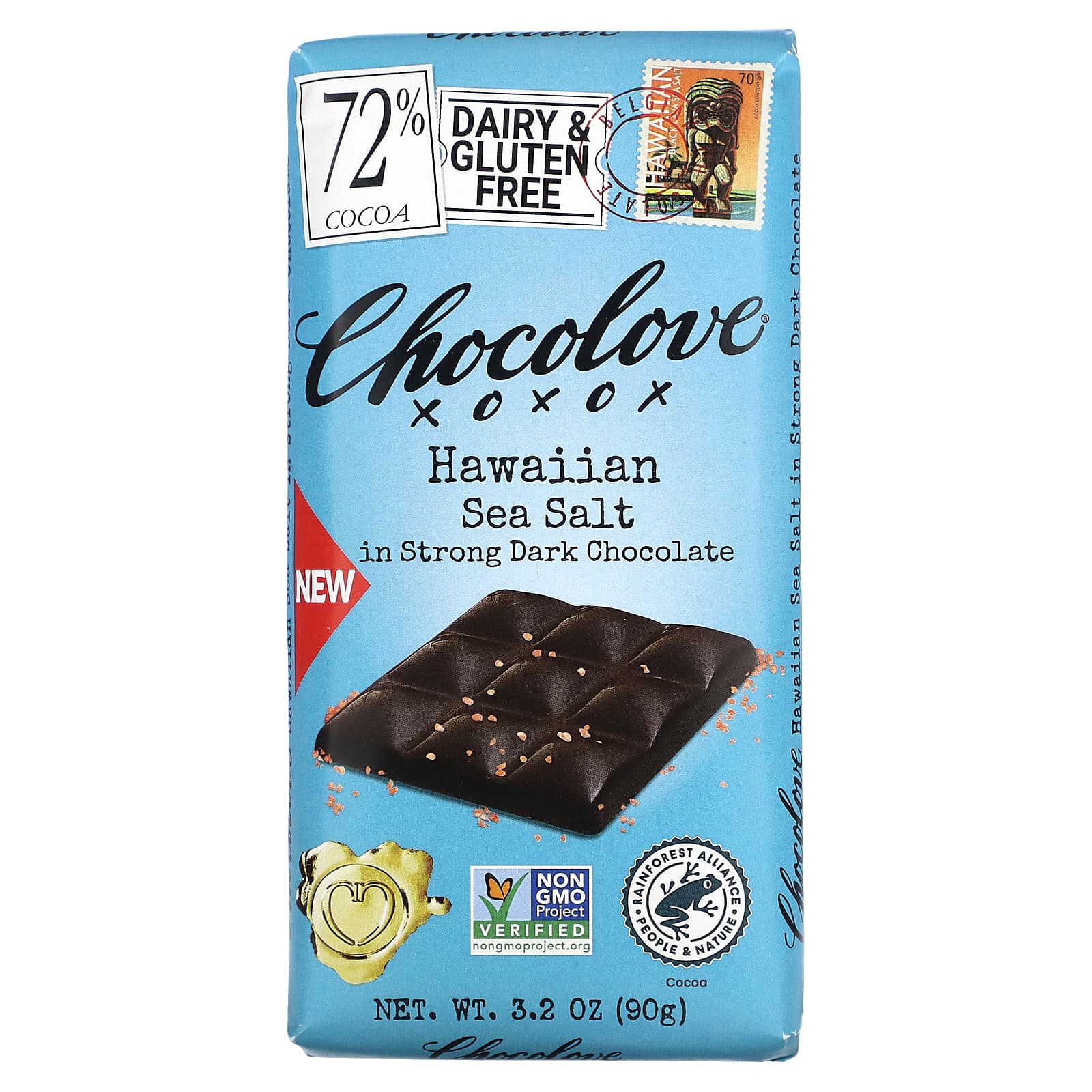 Chocolove-Hawaiian Sea Salt in Strong Dark Chocolate-72% Cocoa-3.2 oz (90 g)