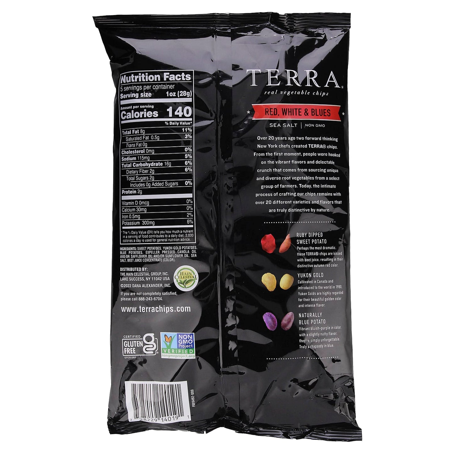 Terra, Real Vegetable Chips, Red, White & Blues, Sea Salt, 5 oz (141 g)