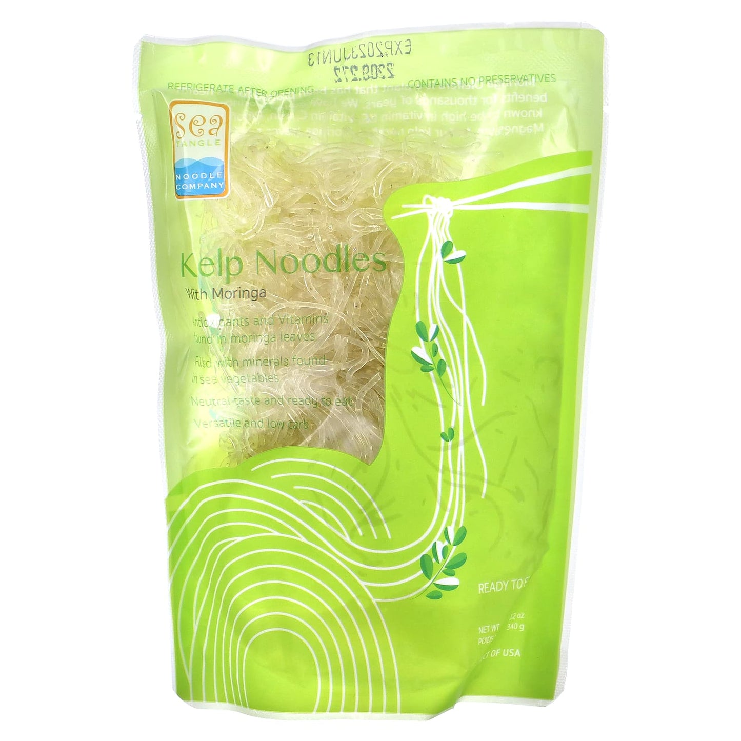 Sea Tangle Noodle Company-Kelp Noodles with Moringa-12 oz (340 g)