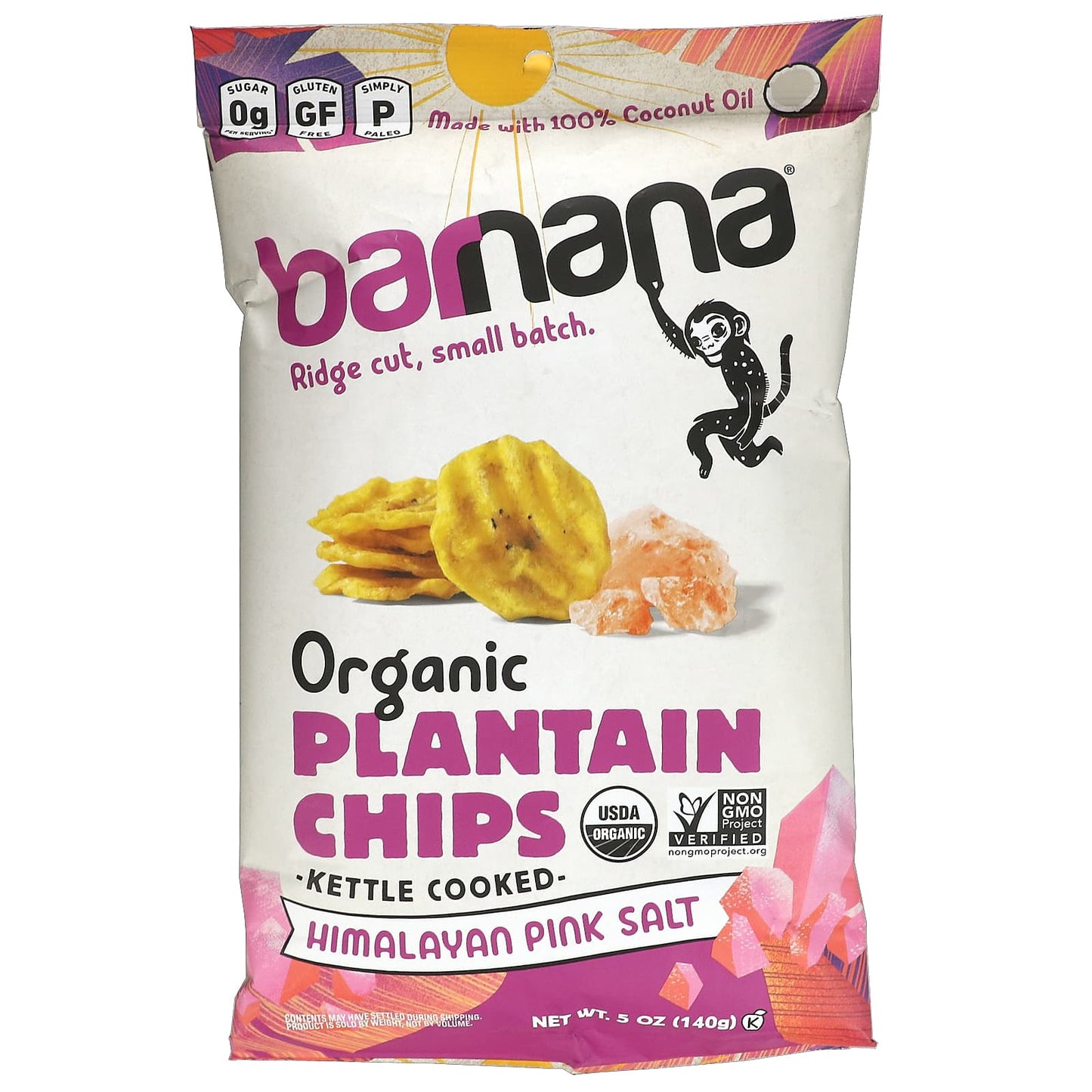 Barnana-Organic Plantain Chips-Himalayan Pink Salt-5 oz (140 g)