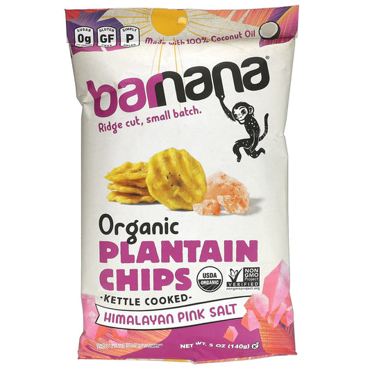 Barnana-Organic Plantain Chips-Himalayan Pink Salt-5 oz (140 g)