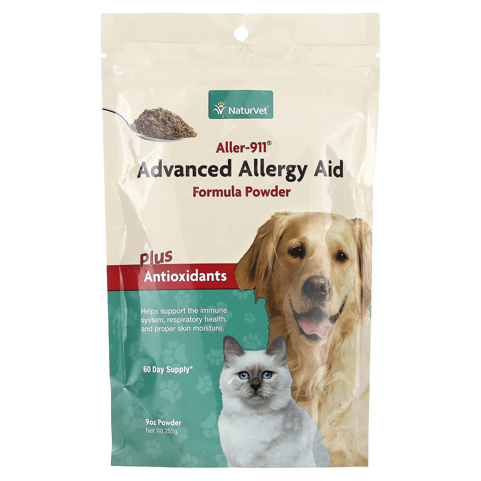 NaturVet-Aller-911-Advanced Allergy Aid Plus Antioxidants-Formula Powder-9 oz (255 g)