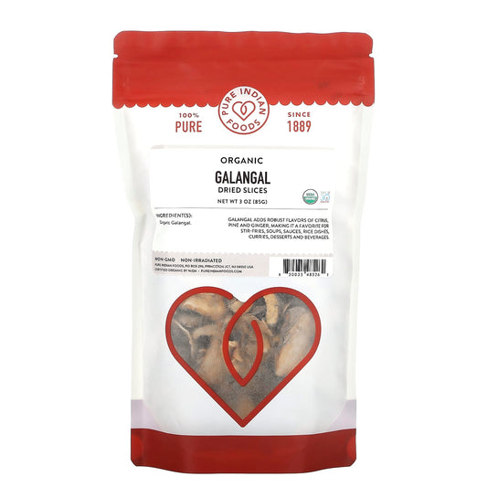 Pure Indian Foods-Organic Galangal Dried Slices-3 oz (85 g)