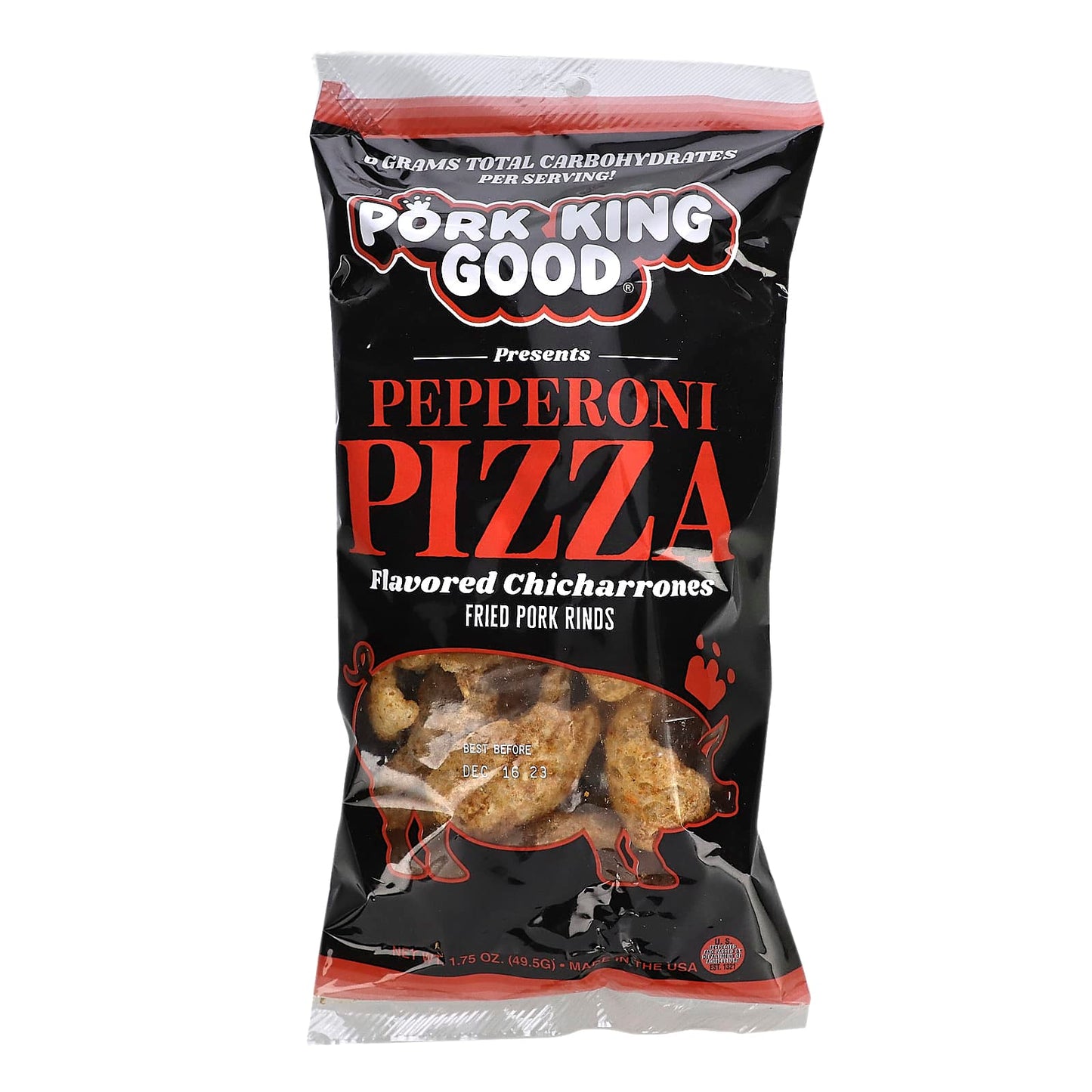 Pork King Good-Flavored Chicharrones-Pepperoni Pizza-1.75 oz (49.5 g)