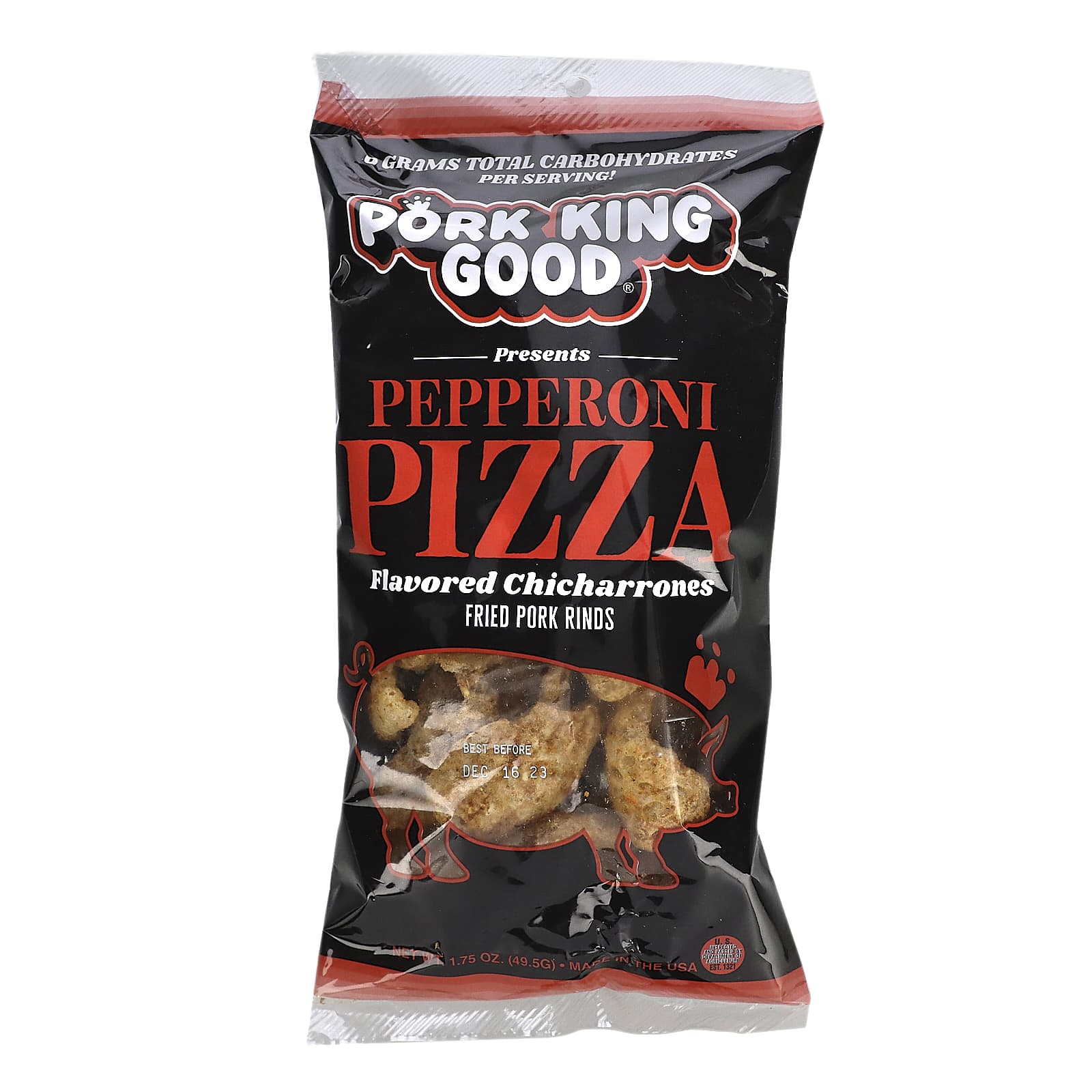 Pork King Good-Flavored Chicharrones-Pepperoni Pizza-1.75 oz (49.5 g)