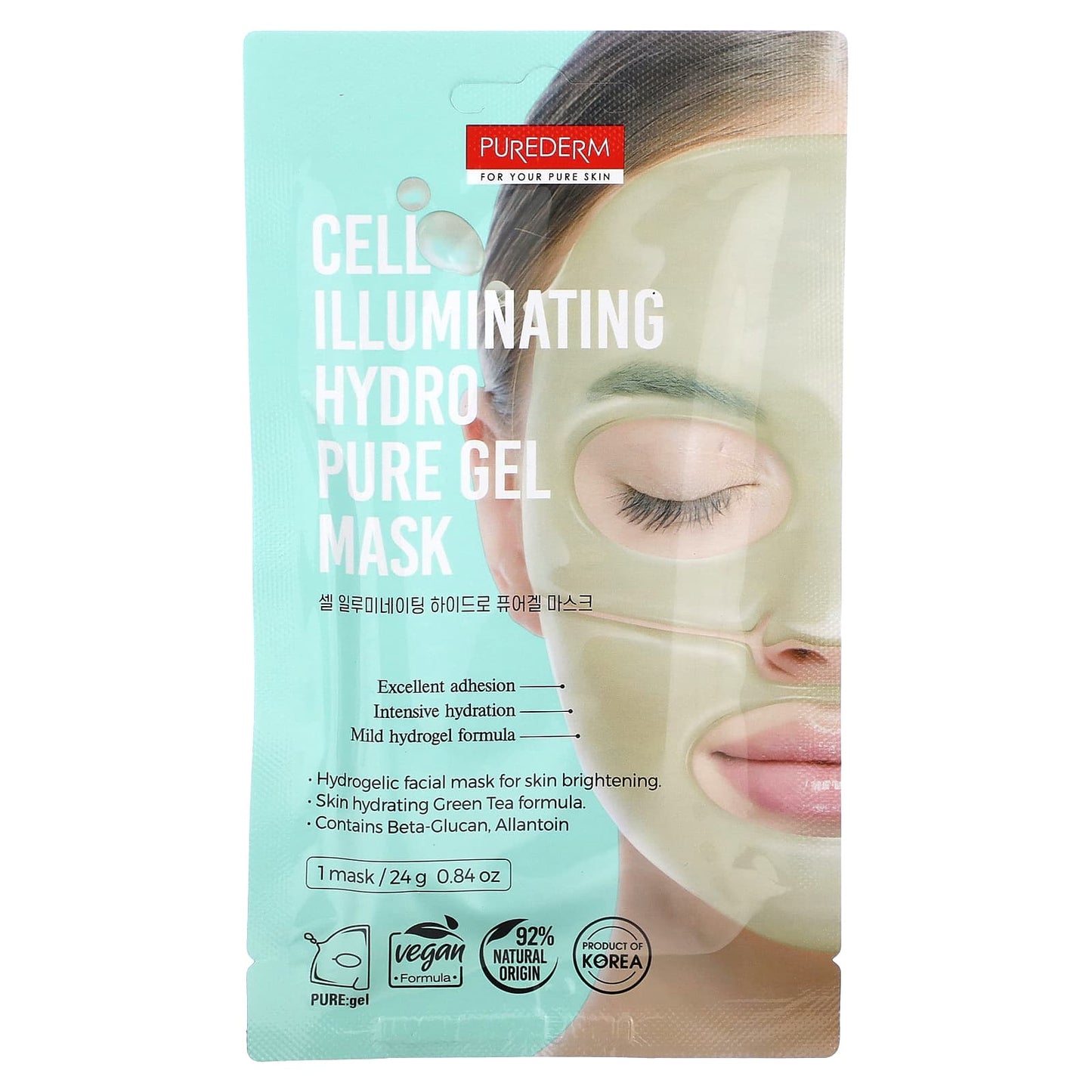 Purederm-Cell Illuminating Hydro Pure Gel Beauty Mask-1 Sheet Mask-0.84 oz (24 g)