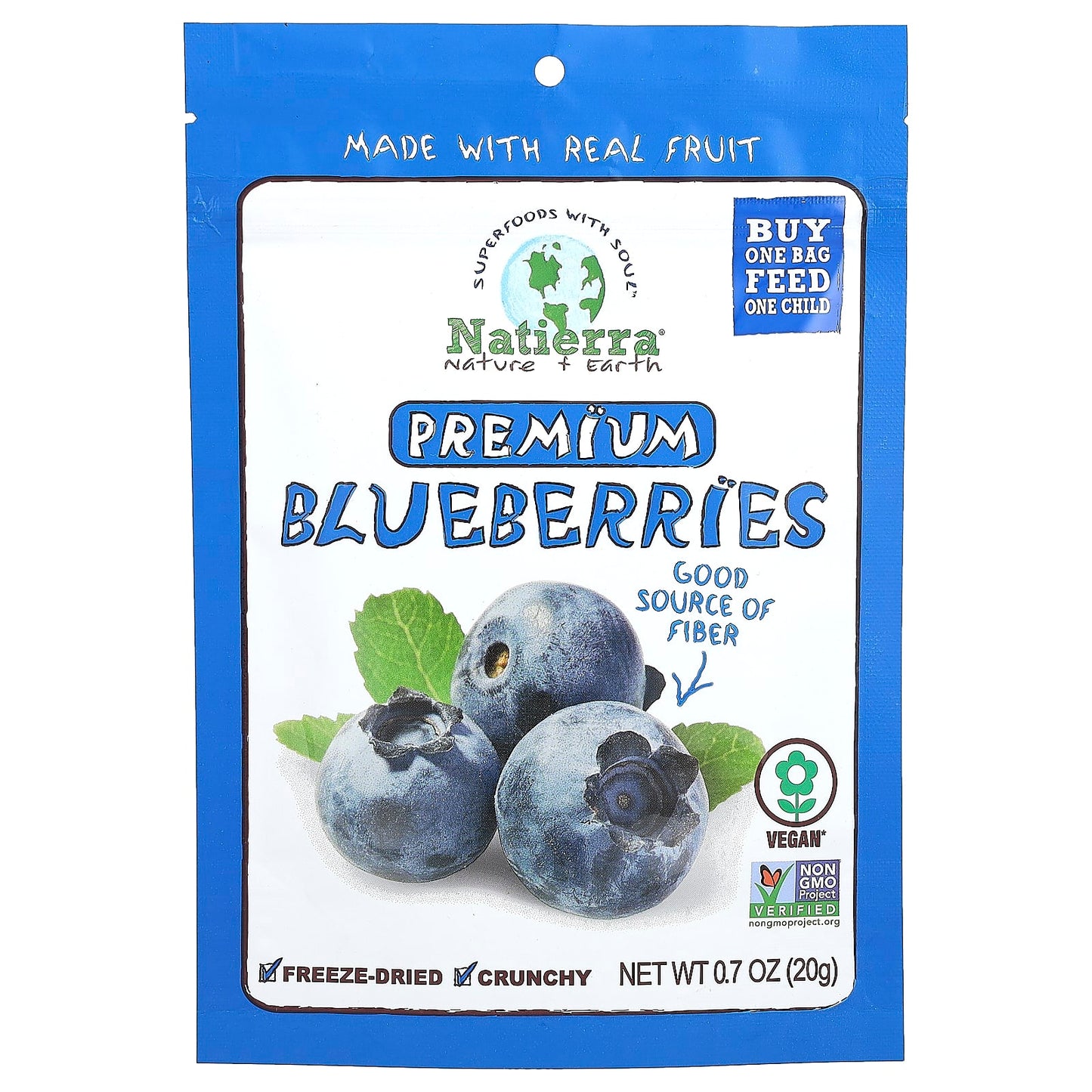 Natierra-Premium Freeze-Dried Blueberries-0.7 oz (20 g)