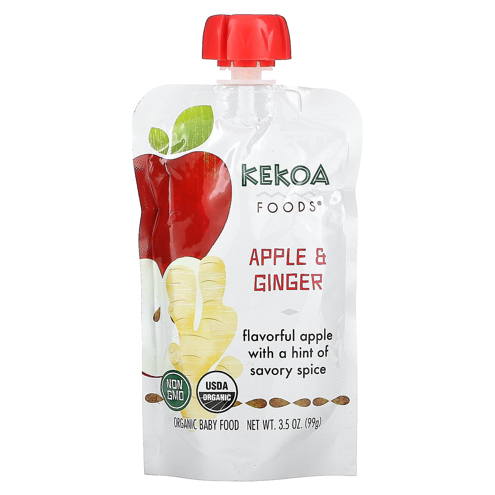 Kekoa-Organic Baby Food-Apple And Ginger-3.5 oz (99 g)