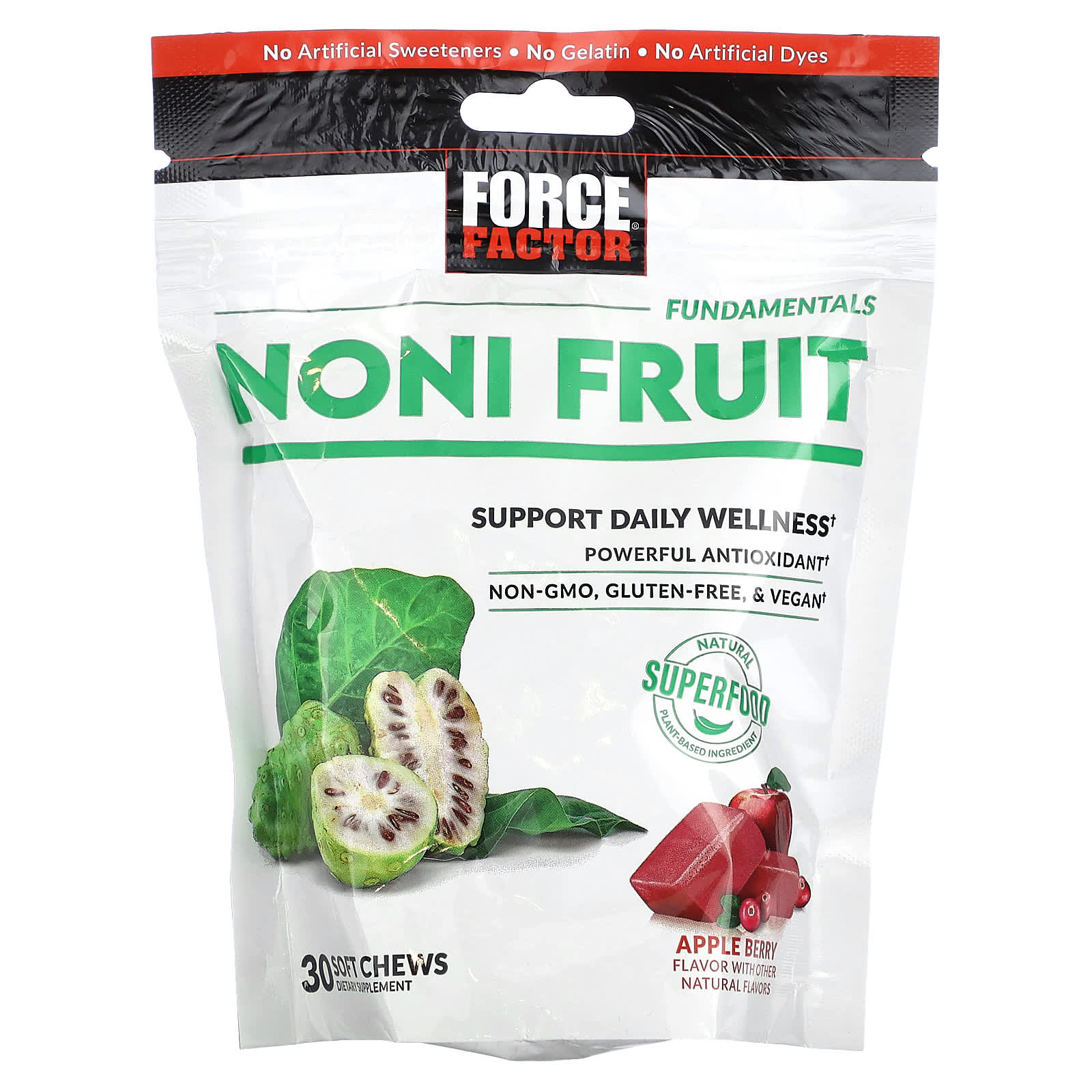 Force Factor-Fundamentals-Noni Fruit-Apple Berry-30 Soft Chews