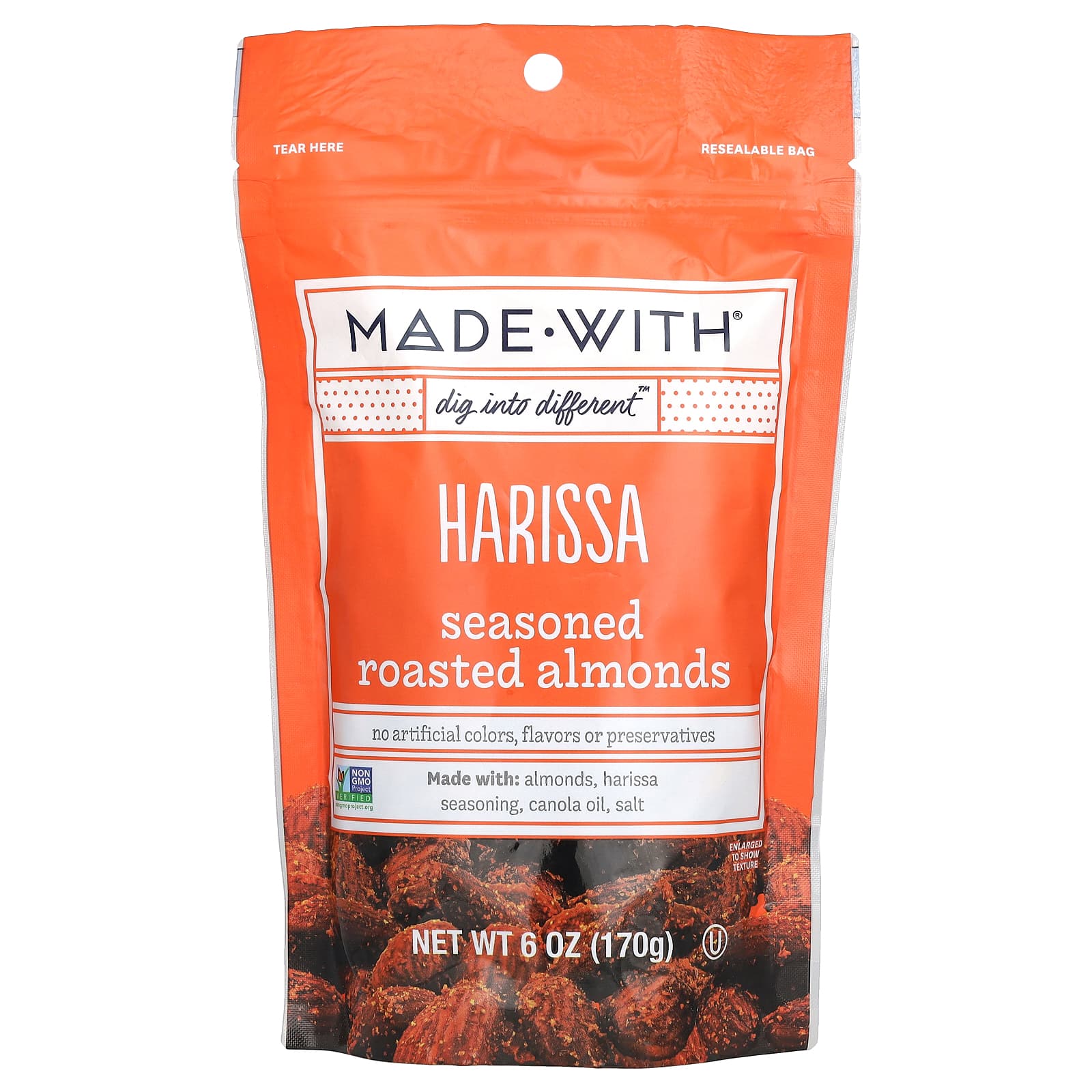 Made With-Seasoned Roasted Almonds-Harissa-6 oz (170 g)