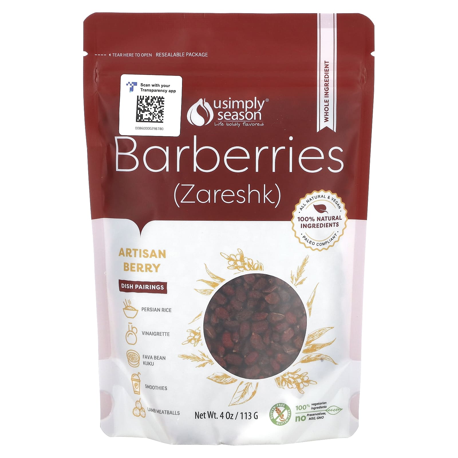 USimplySeason-Artisan Berry-Barberries (Zareshk)-4 oz (113 g)