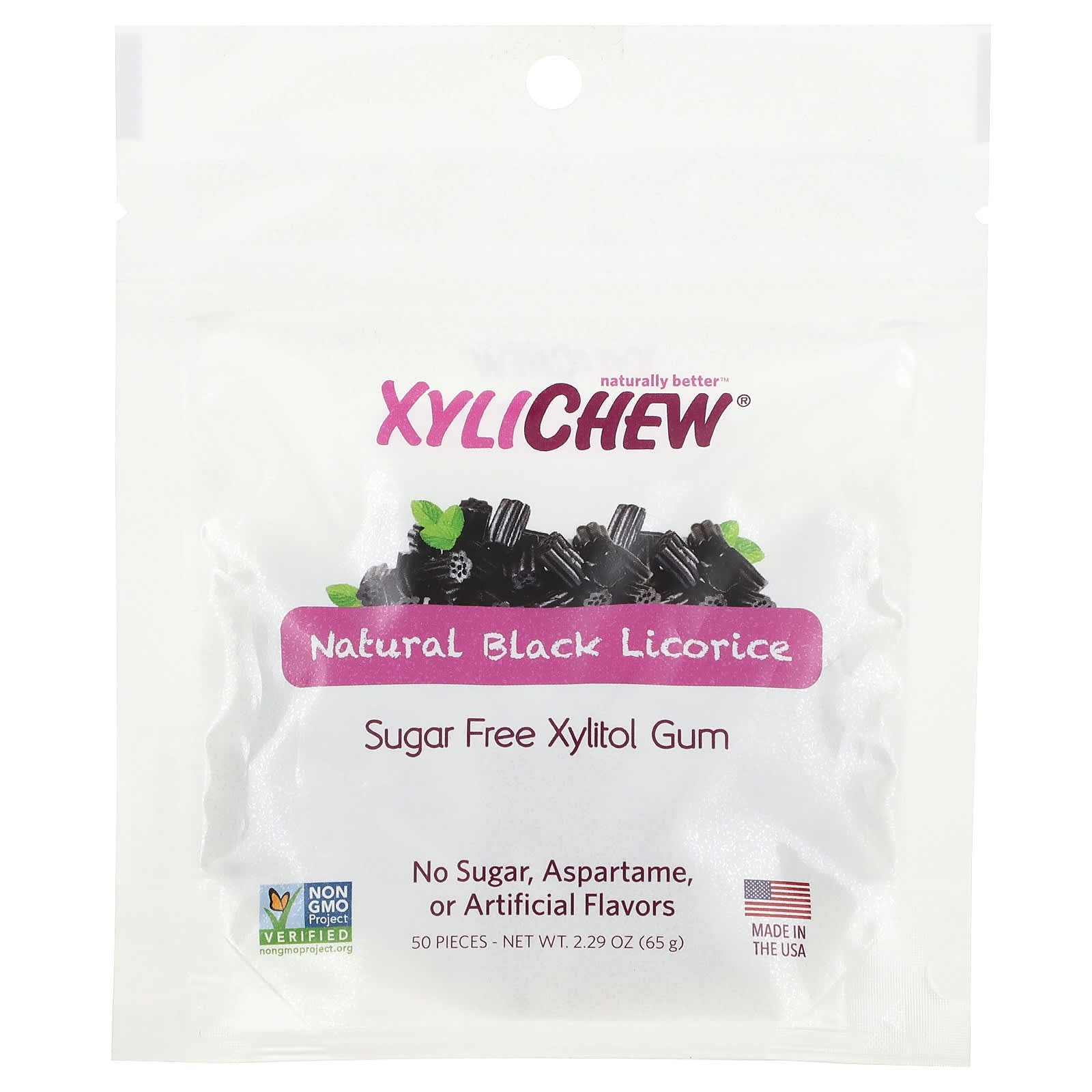 XyliDENT-Xylichew-Natural Black Licorice-50 Pieces-2.29 oz (65 g)