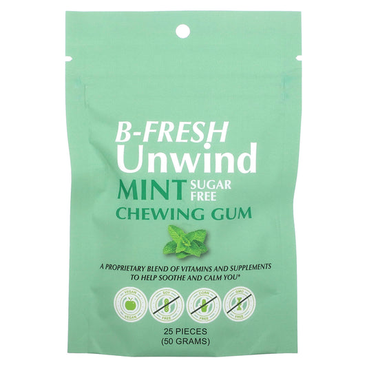 B-Fresh-Unwind Chewing Gum-Sugar Free-Mint-25 Pieces (50 g)