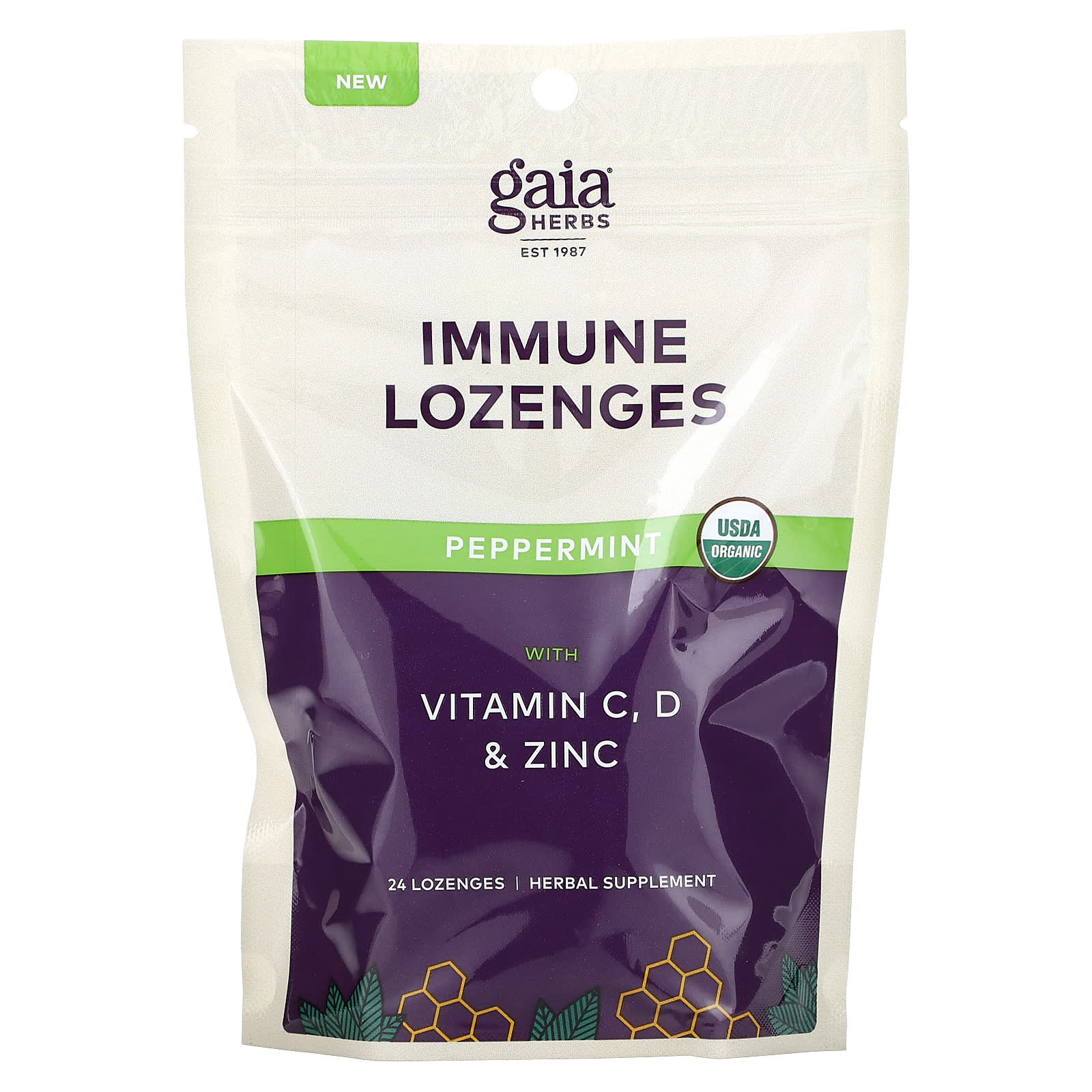 Gaia Herbs-Immune Lozenges-Peppermint-24 Lozenges