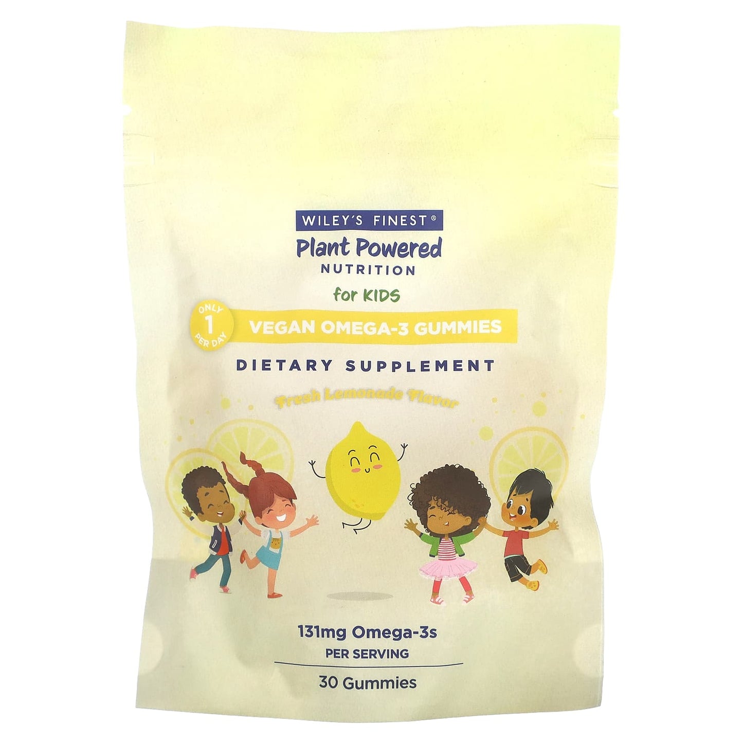 Wiley's Finest-Plant Powered Nutrition-Vegan Omega-3 Gummies-For Kids-Fresh Lemonade-131 mg-30 Gummies