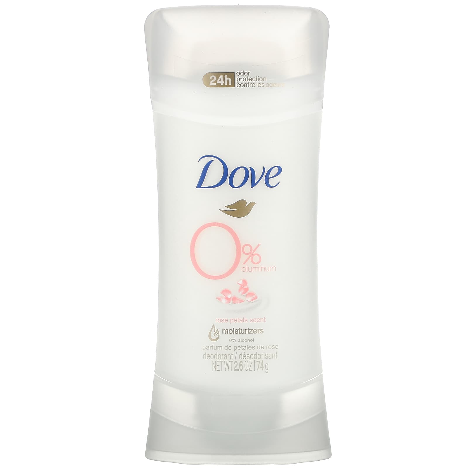 Dove-0% Aluminum Deodorant-Rose Petals Scent-2.6 oz (74 g)