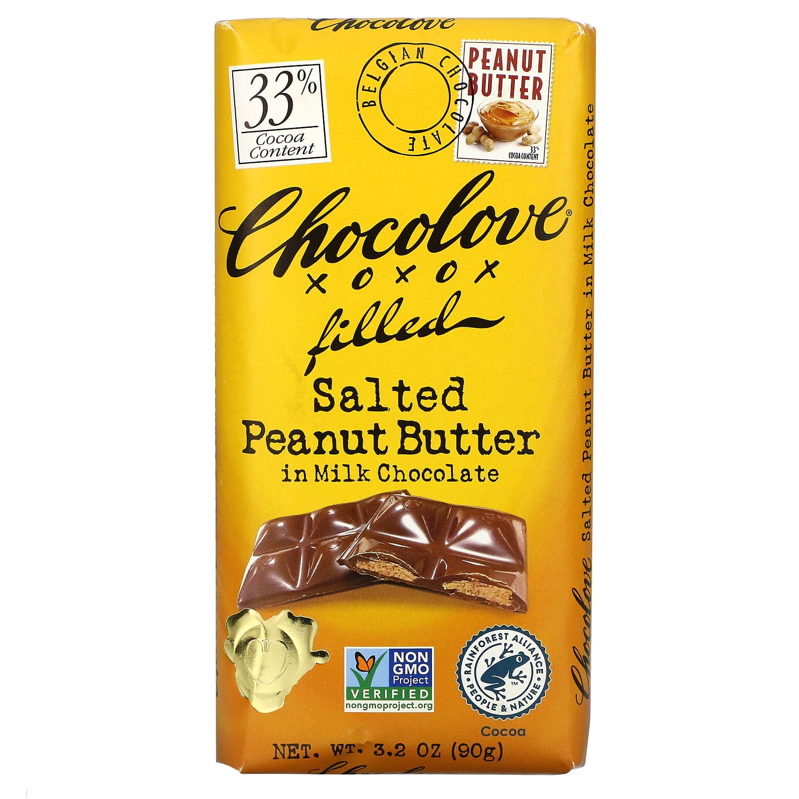 Chocolove-Salted Peanut Butter in Milk Chocolate-33% Cocoa-3.2 oz  (90 g )